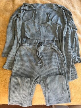 SHEIN • Women’s XS • Cozy Waffle Knit 3-Piece Loungewear Set • Green